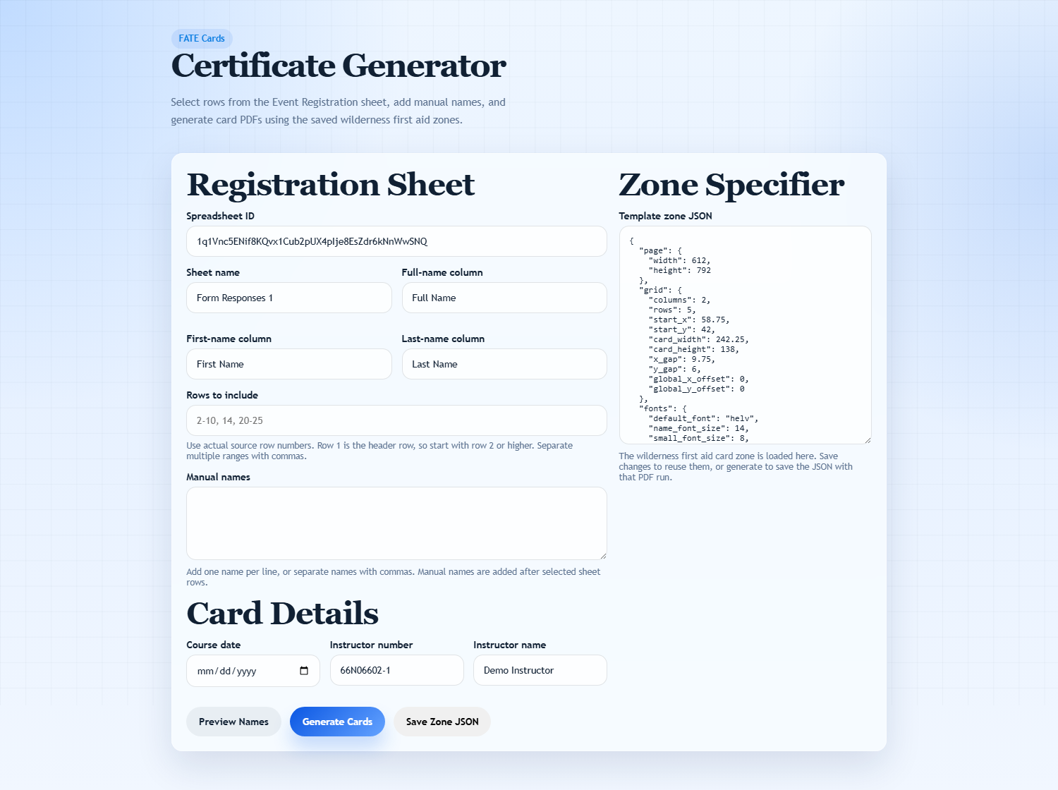 Wilderness First Aid Cards tool screenshot